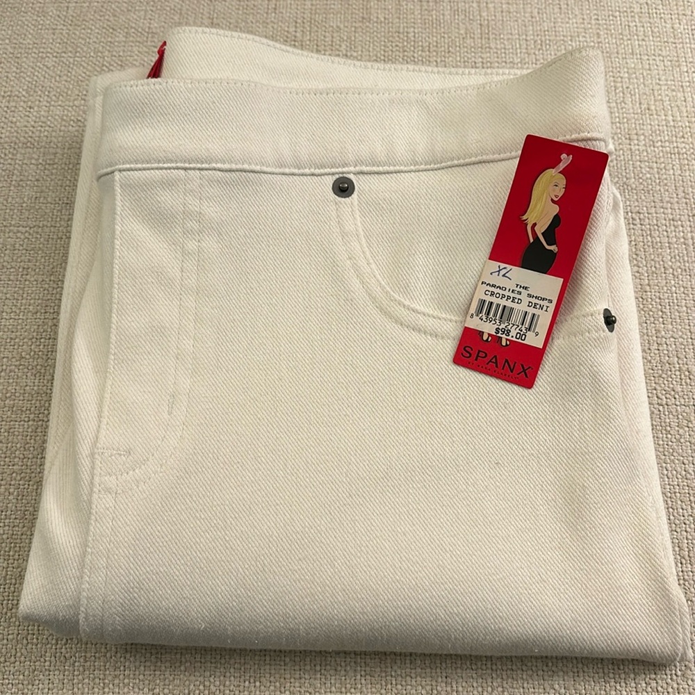 Spanx Cropped Deni Leggings Soft Denim White